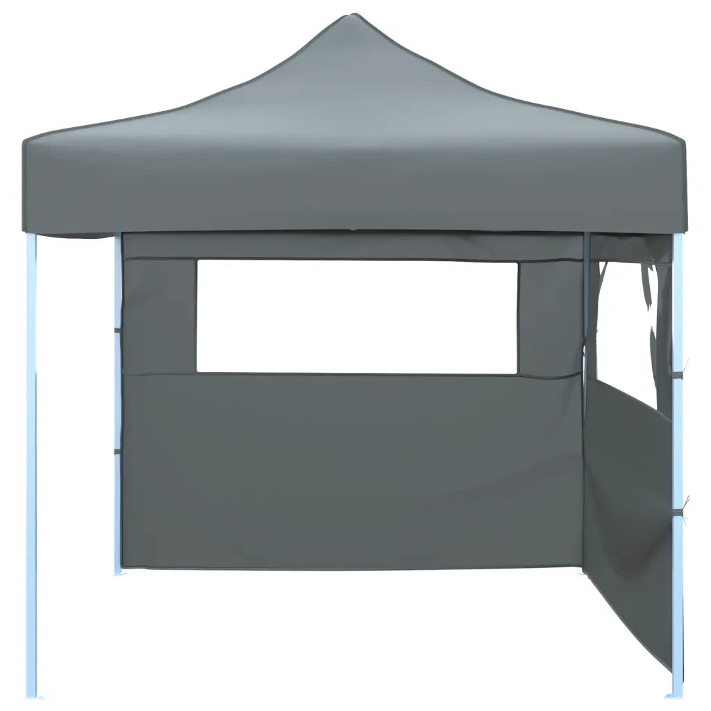 Tendone per Feste Pieghevole Pop-Up con 2 Pareti 3x3m Antracite
