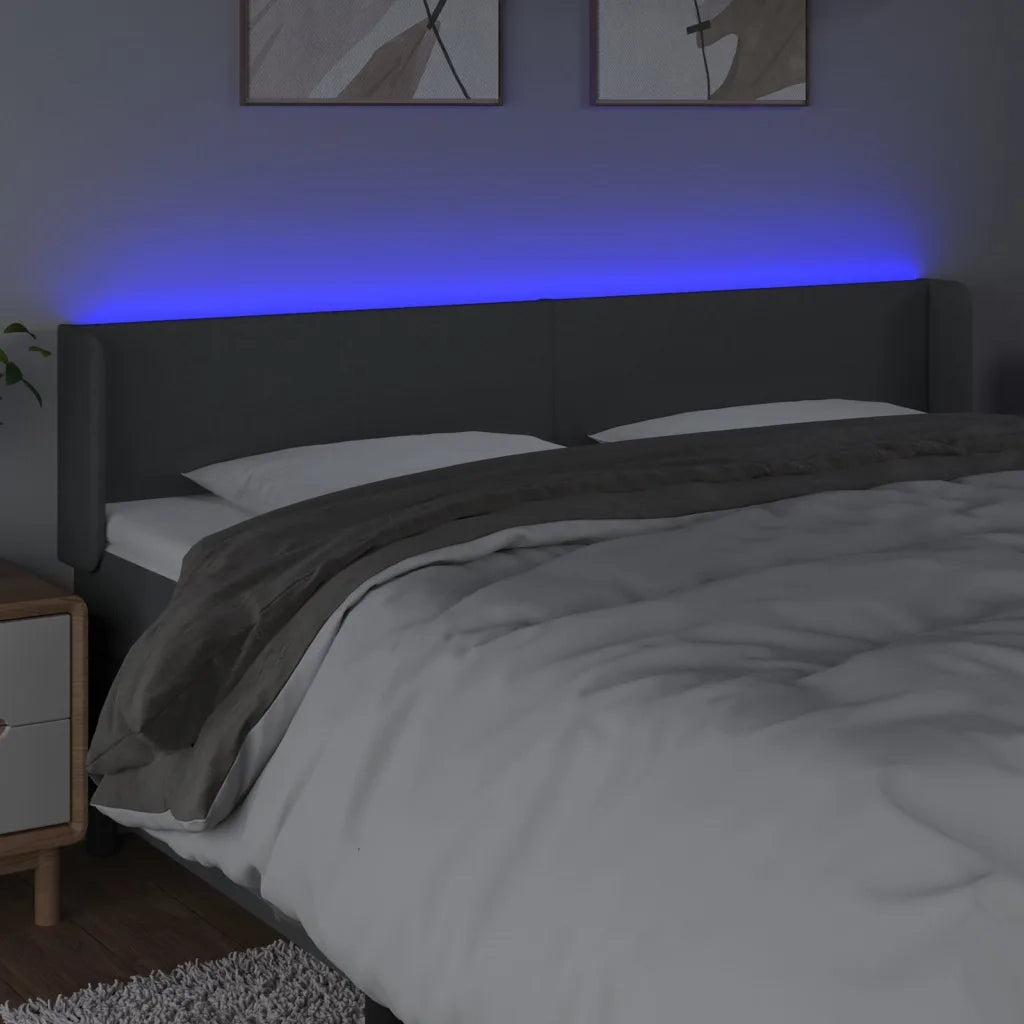 Testiera a LED Grigio Scuro 203x16x78/88 cm in Tessuto 3122979