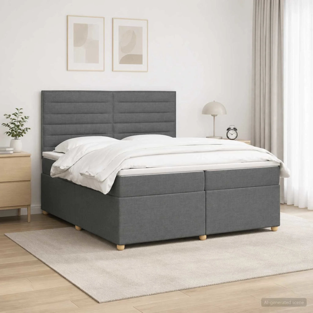 Letto box spring con materasso Grigio Scuro 200 x 200 cm 3455421