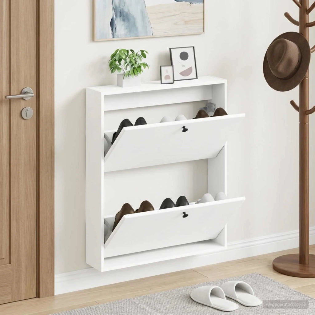 Mobiletto per Scarpe da Muro BREDA 71 x 17 x 86 cm Bianco 897515