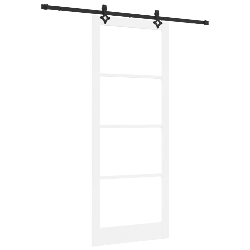 Porta Scorrevole  con Kit di Hardware 'ORKDAL'Bianco Legno Massello & Vetro