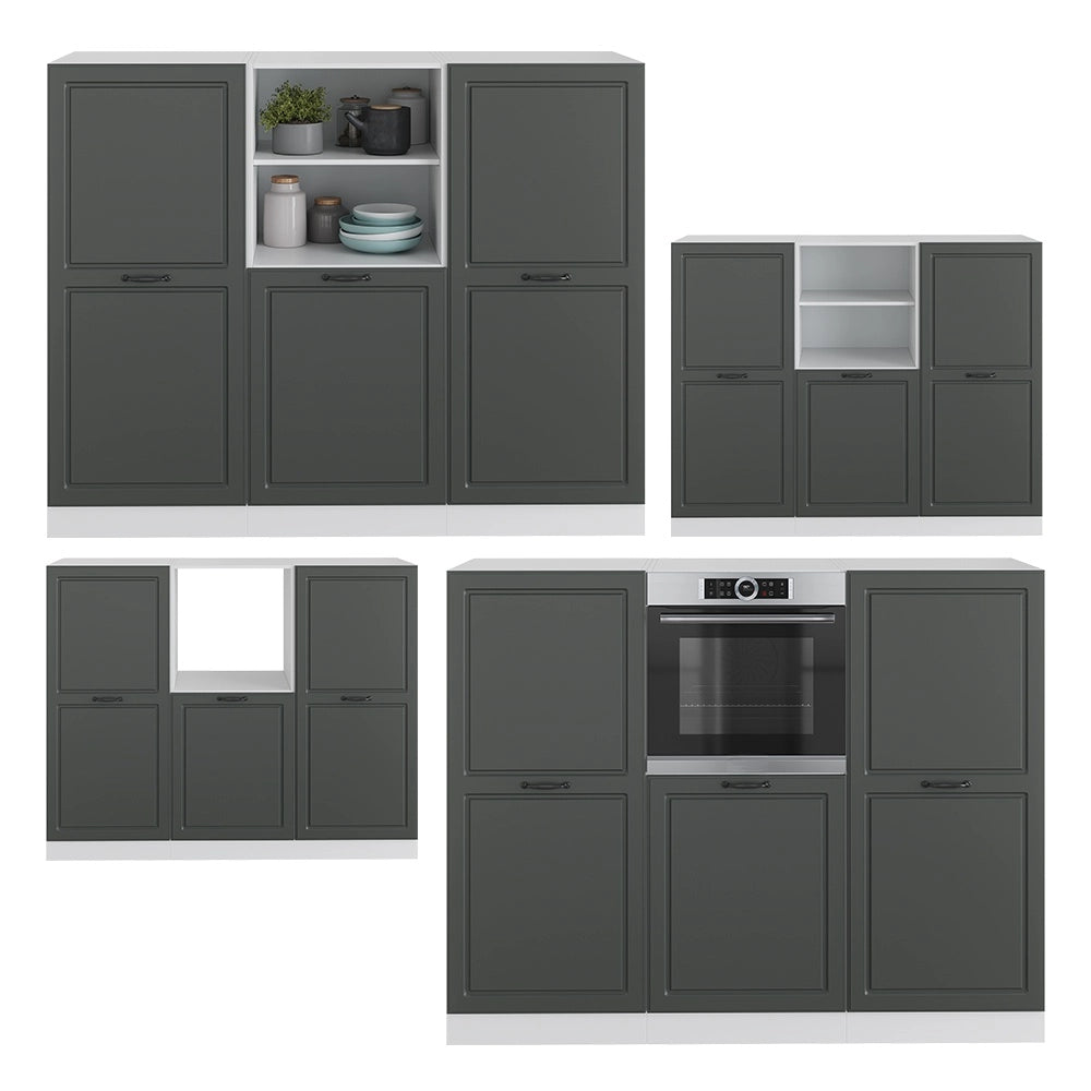 Cucine componibili piccole R-Line Antracite rustico/Bianco 180 cm senza piano di lavoro Vicco