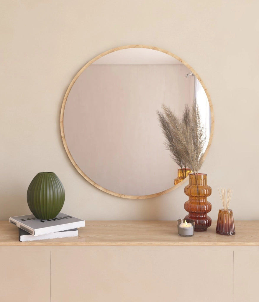 Specchio in legno "Ozze" - 60 x 60 cm - Beige