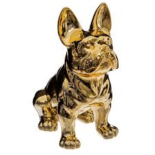 Statuetta bulldog in ceramica da H.12 cm Nero