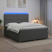 Letto Box Spring LED con Materasso Grigio Scuro 180 x 200 cm 3455924