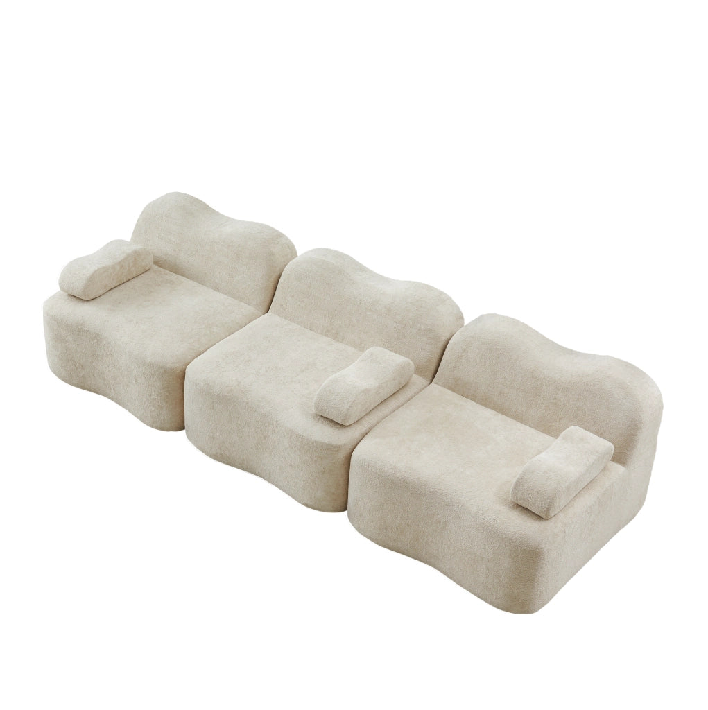 Divano modulare senza struttura in velluto beige