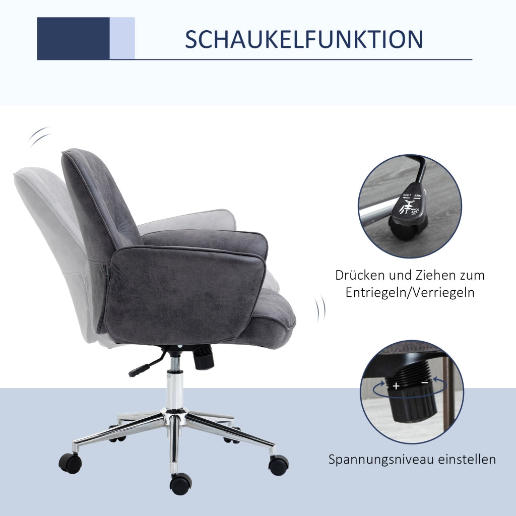 Sedia da ufficio ergonomica girevole con funzione oscillante e altezza regolabile in acciaio grigio scuro