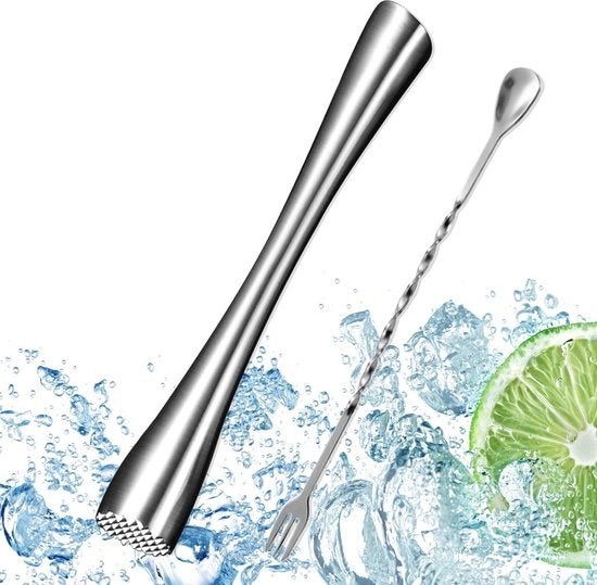 Set di Stampa per Cocktail e Cucchiaio in Acciaio Inossidabile - Ideale per Mojito e Preparazione di Bevande