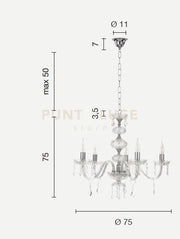 DALLAS/5 LAMPADARIO A SOSPENSIONE ORO E CRISTALLO 5 LUCI ATTACCO E14 D.66CM
