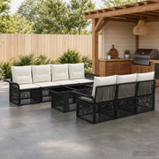 Set Divano da Giardino 8 pz Nero e Bianco Crema polyrattan 3436600
