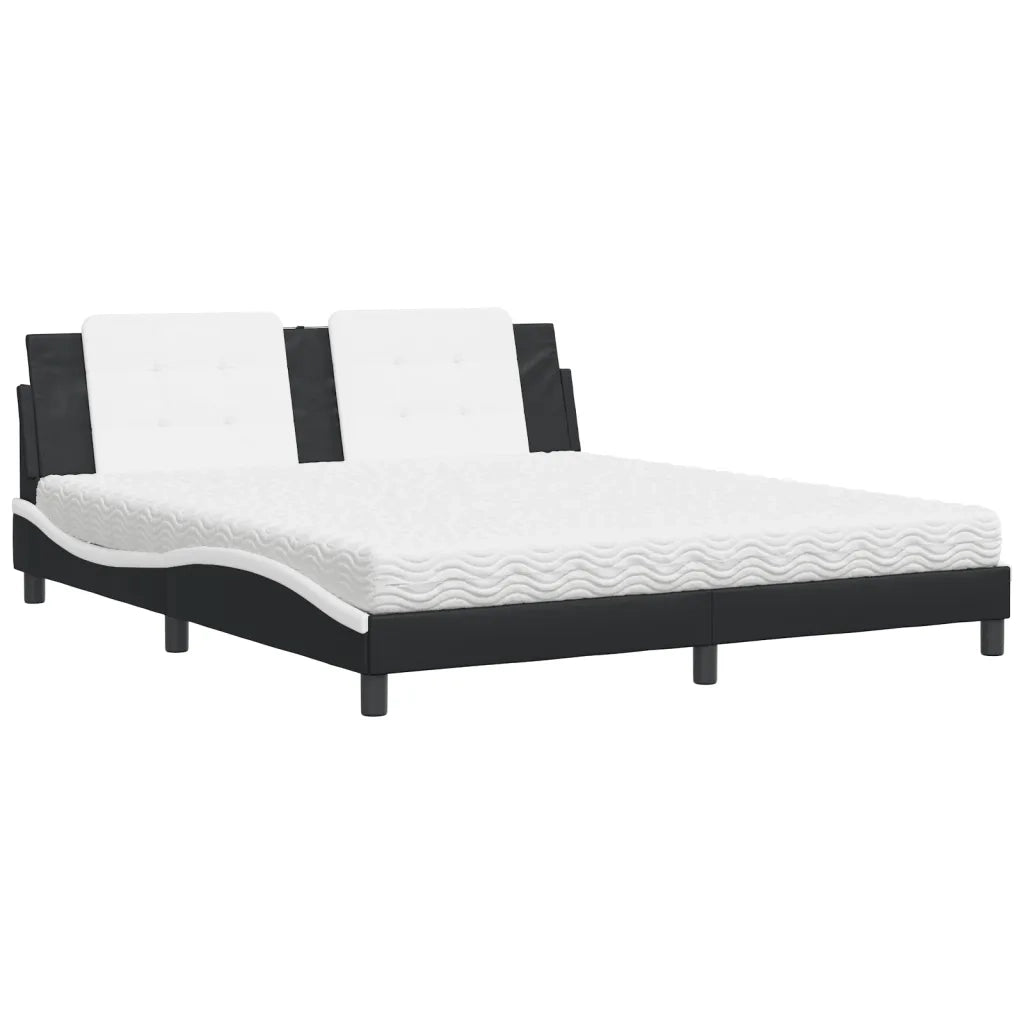 Letto con Materasso Zadar Nero e Bianco 180x200 cm in Similpelle 3208885