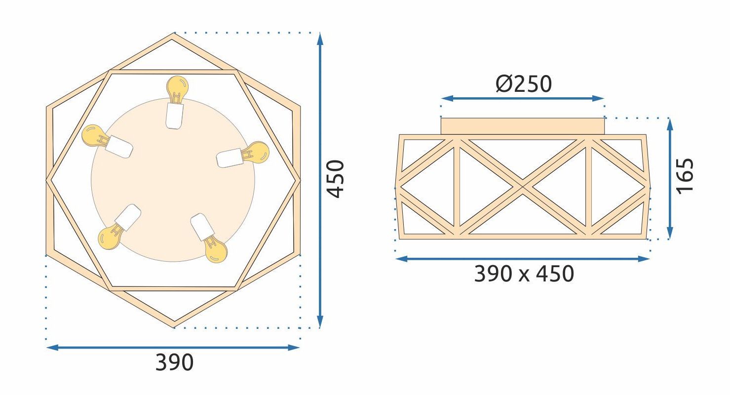 Lampada Da Soffitto 45cm App1239-c Złota