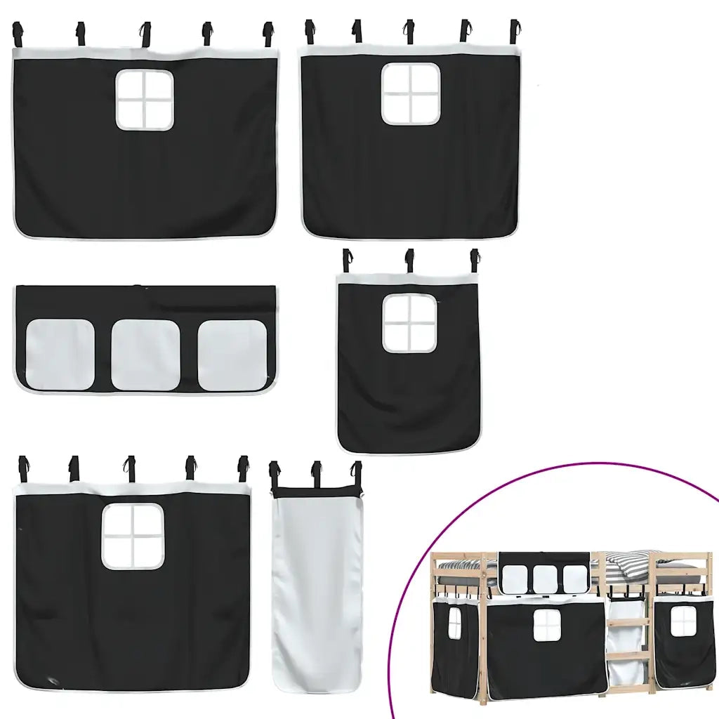 Letto a Castello senza Materasso Bianco e Nero 90x200cm in Pino 3283892