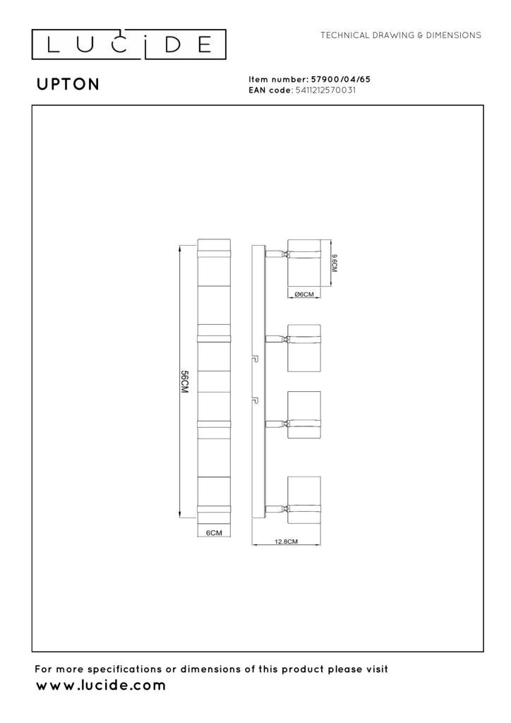 Faretto soffitto 4xGU10 nero oro vetro fumé Lucide UPTON