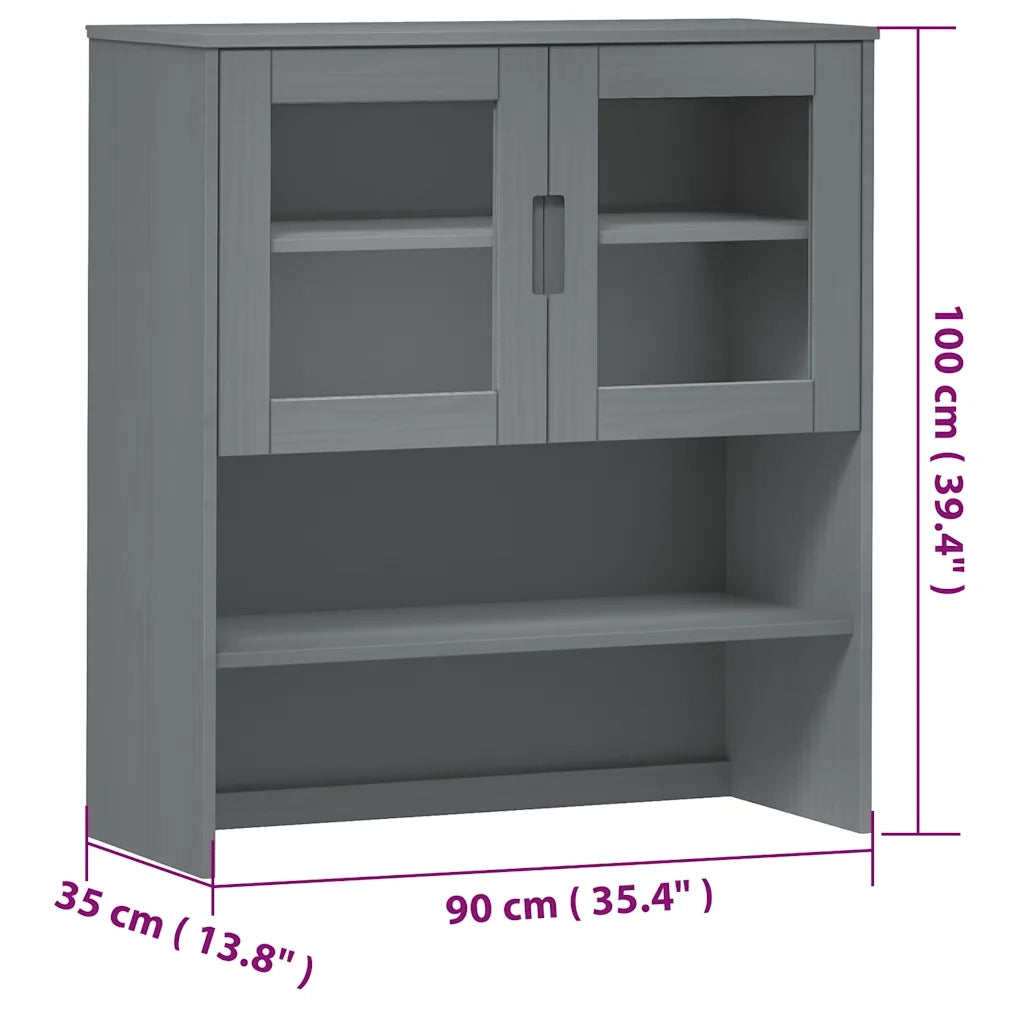 Piano Credenza MOLDE Grigio 90x35x100 cm Legno Massello di Pino 350551