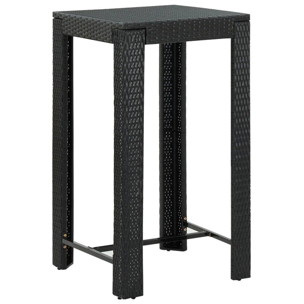 Set Bar da Giardino 3 pz con Cuscini in Polyrattan Nero 3261448