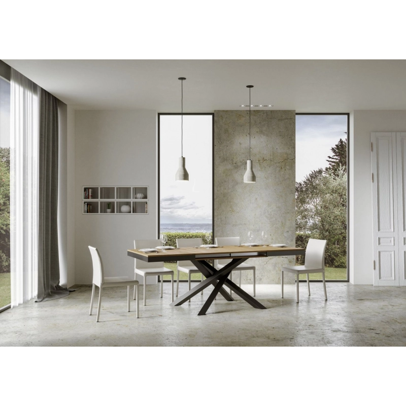 Tavolo allungabile 90x160/264 cm Volantis Evolution telaio Antracite - Quercia Natura