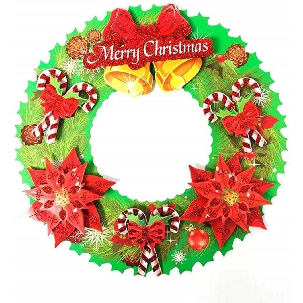 Trade Shop - Set 2pz Fuoriporta Ghirlanda Carta 3d 36cm Appendere Porta Ingresso Decorazioni Natale -
