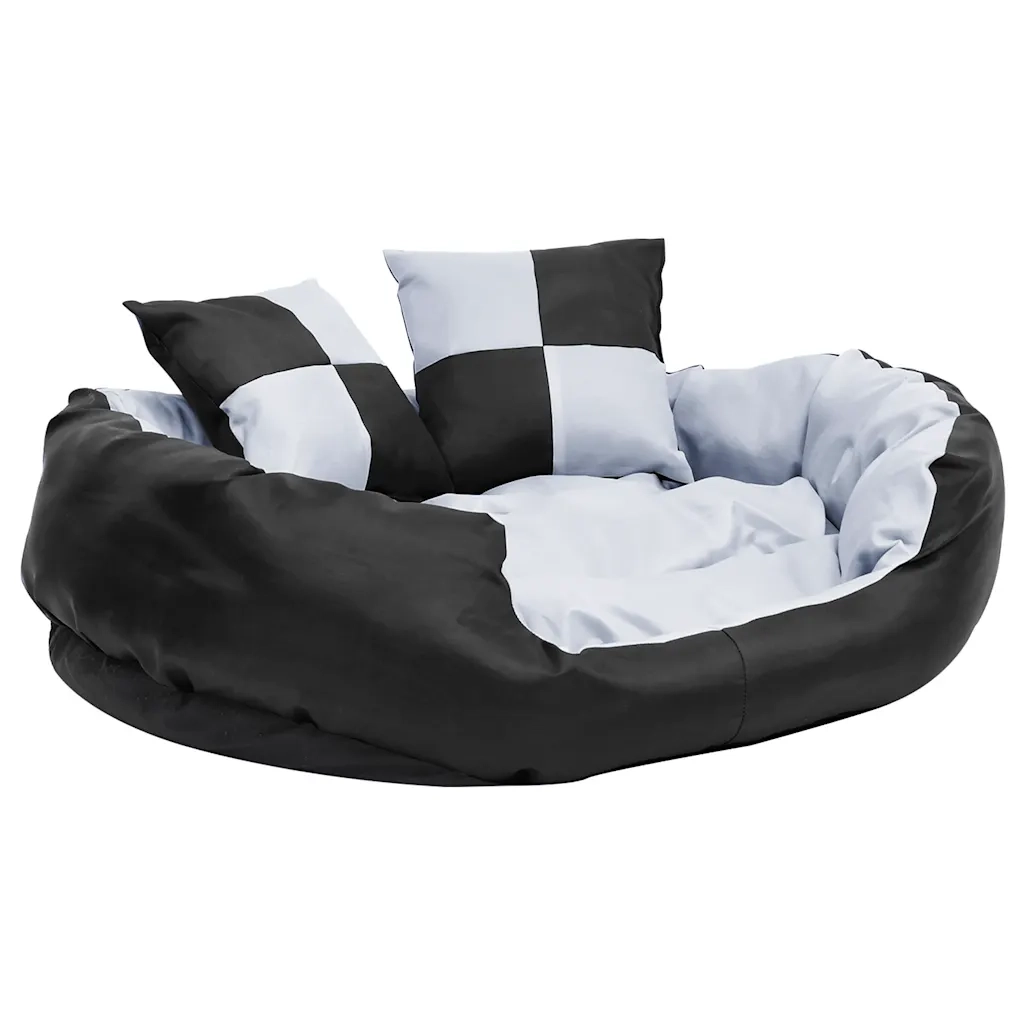 Cuscino per Cani Reversibile e Lavabile Grigio Nero 85x70x20 cm CFW2186869