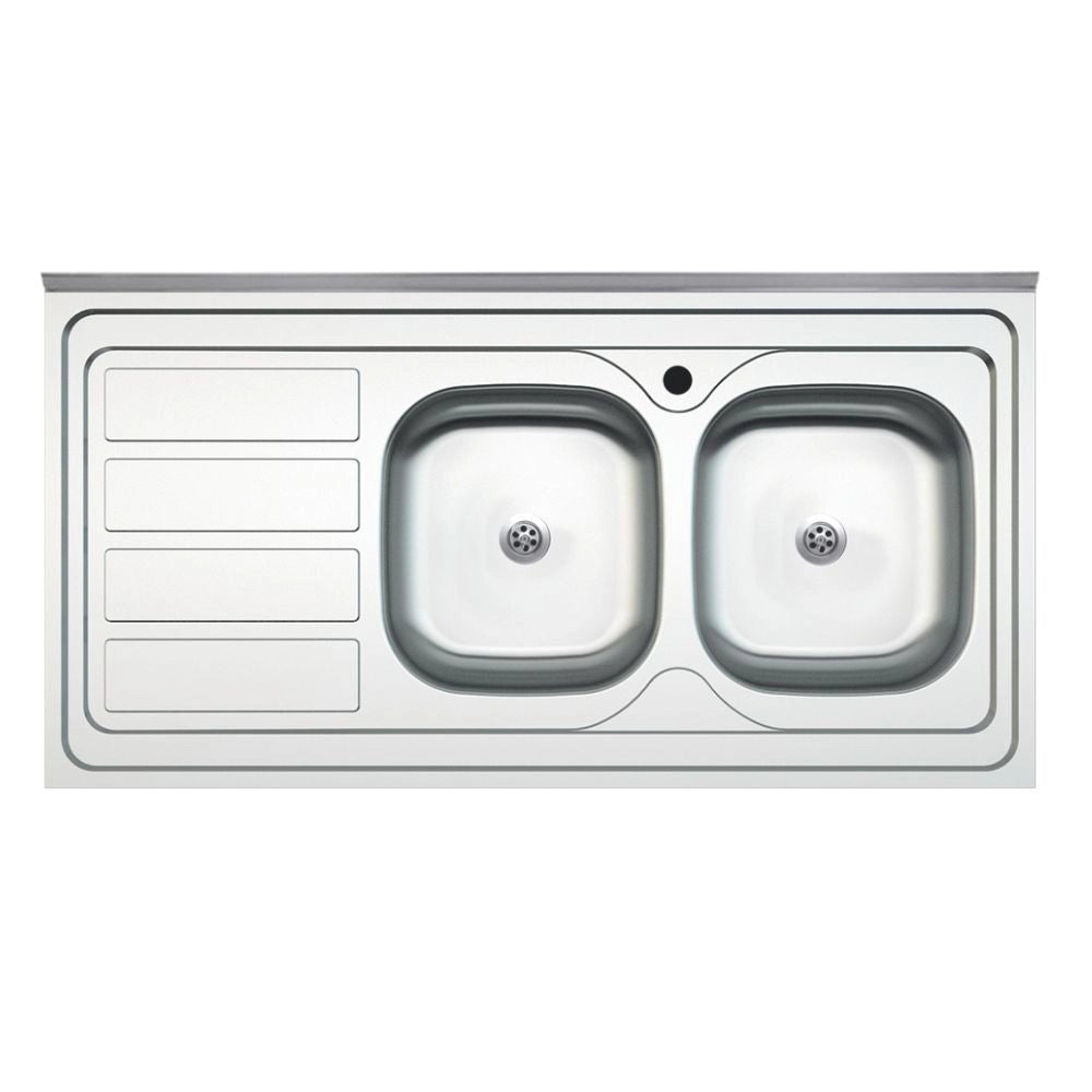 Lavello cucina da appoggio 120x60 due vasche con gocciolatoio sinistro SA46SX