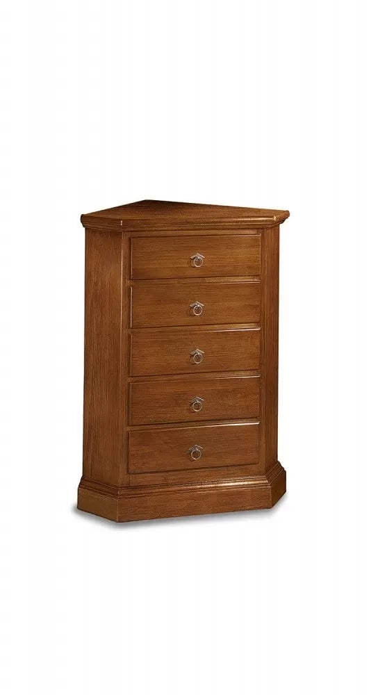 cassettiera ad angolo classica 5 cassetti legno grezzo 54x54x100 (5008) - Mobili 2G
