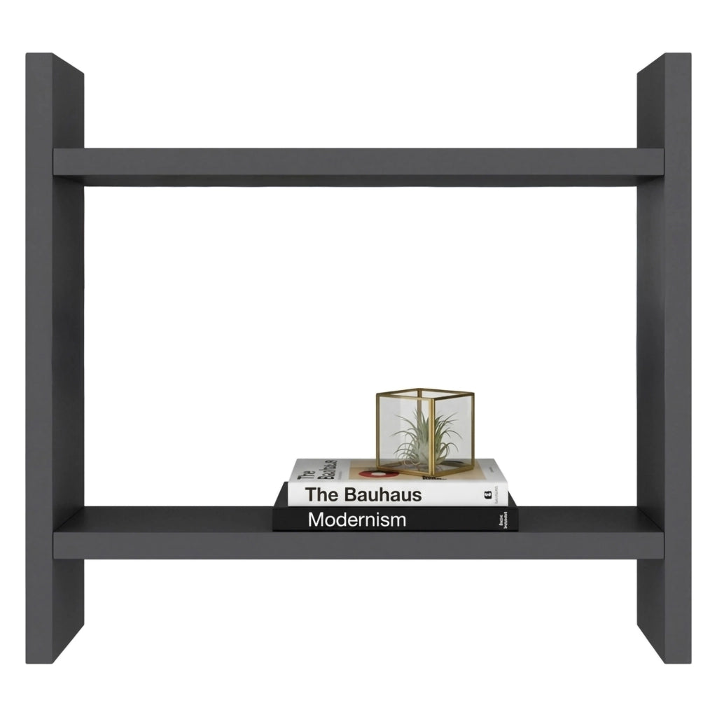 Morfasso, Mensola 2 Ripiani, 34x10x30h cm Nero Antracite
