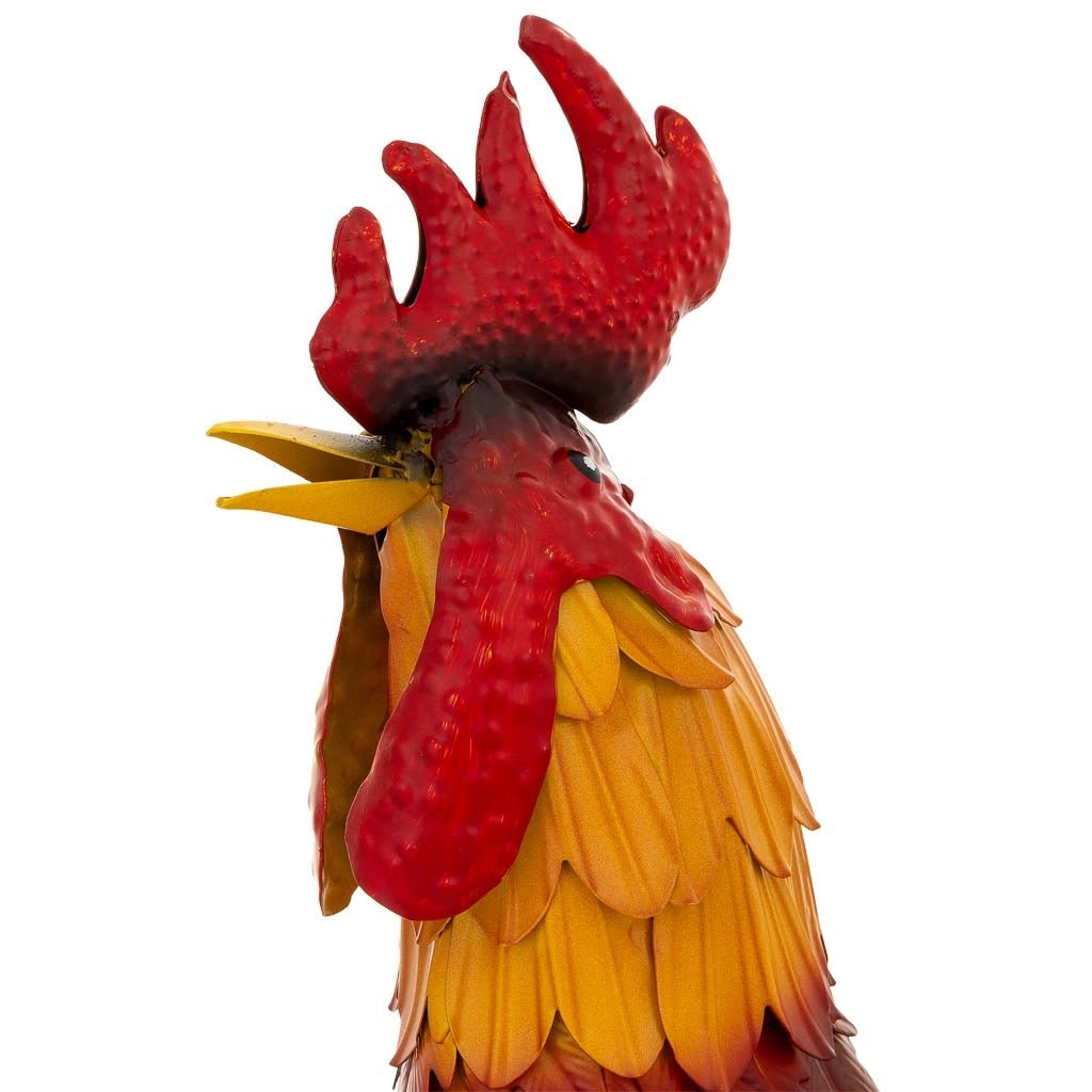 Figura decoración gallo de metal rojo 41x16x54hc m