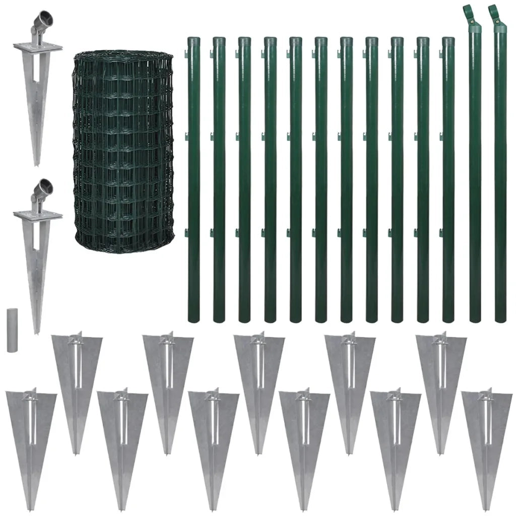 Recinzione Euro in Acciaio 25x1,7 m Verde 142377