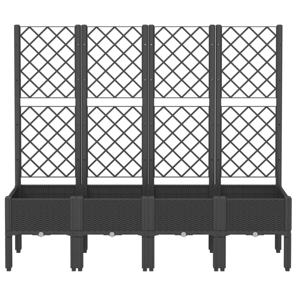 Fioriera rialzata per piante fiori terrazza giardino con traliccio 160 x 40 x 142 cm PP nero 02_0038269