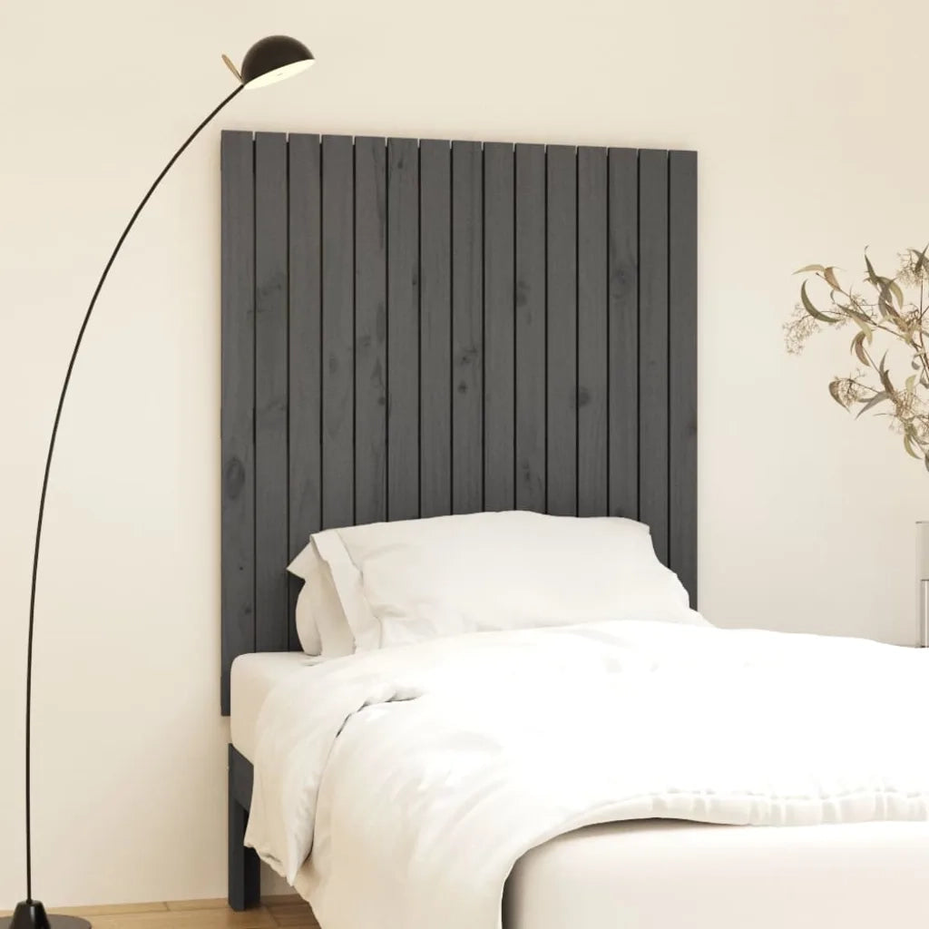 Testiera da Parete-Testiera a Muro-Testata Decorativa Grigia 95,5x3x110 cm Legno Massello di Pino