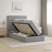 Letto con contenitore e materasso Grigio Chiaro 100 x 200 cm 3459420