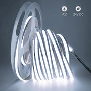 Striscia 1600 LED COB lineare 50W bobina strip flessibile adesiva 24V 5100lm nastro luce continua colorata decorativa interni IP20 6000K
