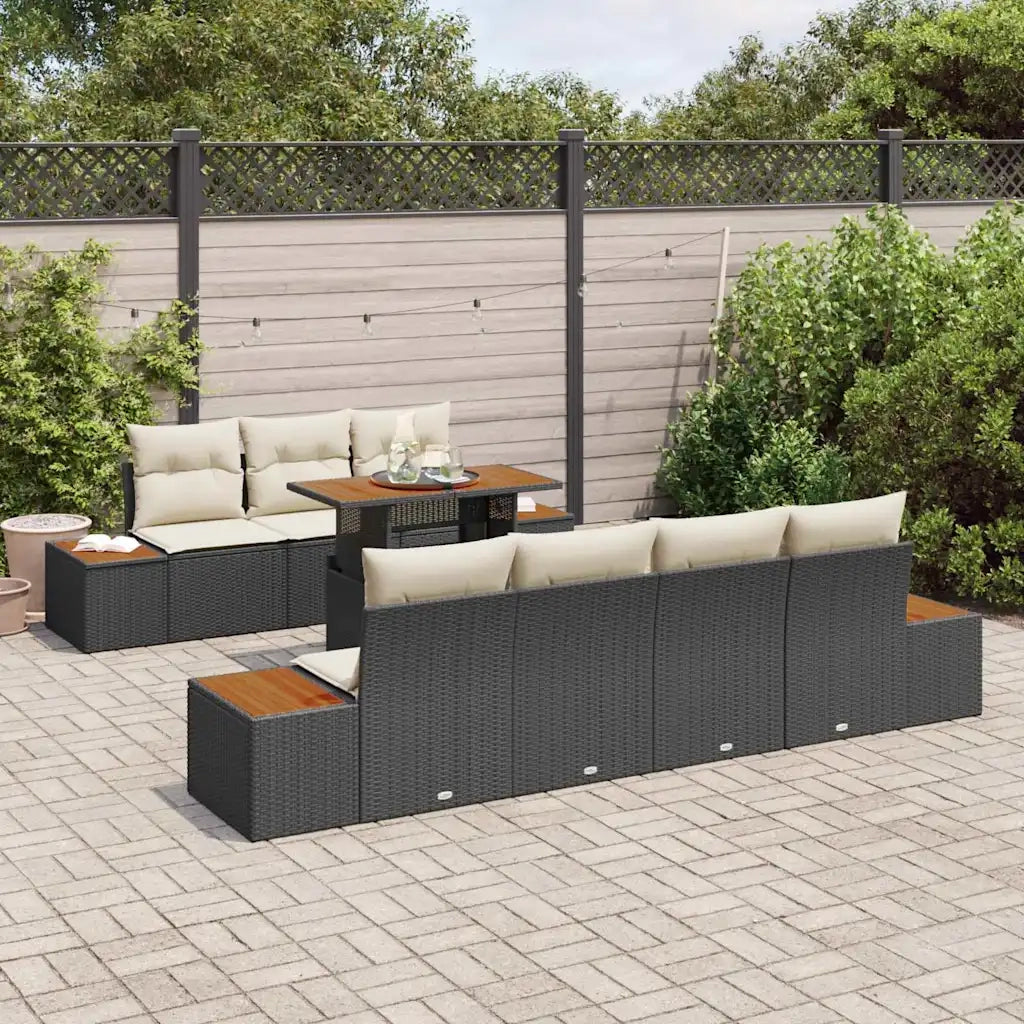 Set Divano da Giardino con archiviazione 8 pcs Nero Poly Rattan 3358776