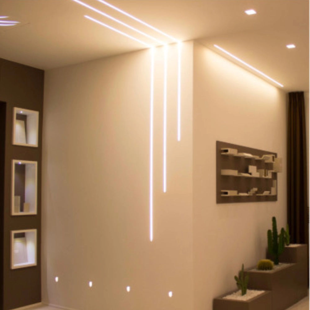 Profilo a L in alluminio integrato per strisce LED nel cartongesso a scomparsa