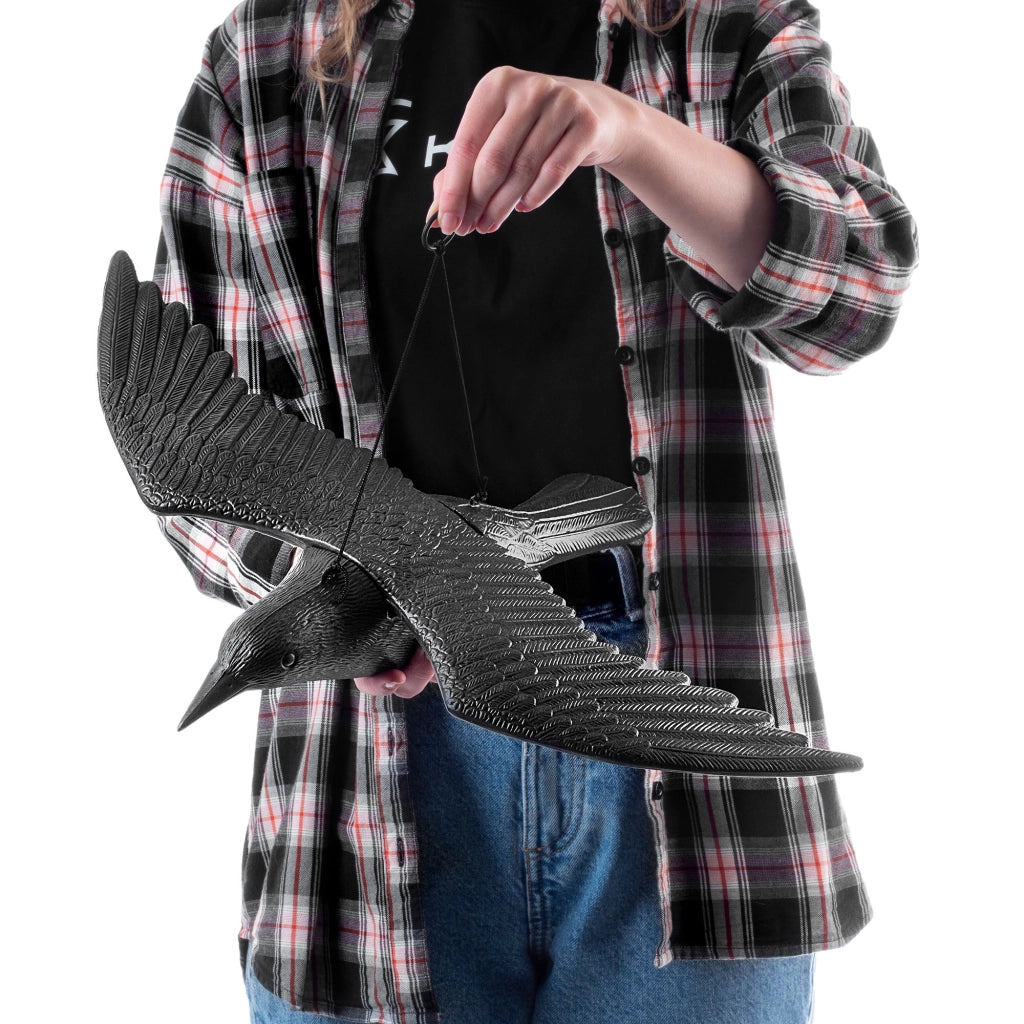 KADAX Grande spaventapasseri a forma di corvo per balconi, ideale per allontanare piccioni e storni in volo (56 cm)