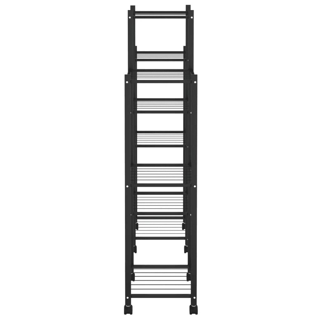 Fioriera pratica su ruote 83 x 25 x 104 cm design moderno per interni ed esterni ferro nero 02_0047090