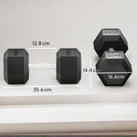 Manubri con impugnatura scanalata, manubrio in ghisa, 2 x 20kg per casa, palestra, allenamento di resistenza