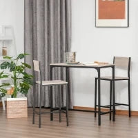 Tavolo da Bar con 2 Sedie, Set da 3 Pezzi in MDF naturale, 89x45x87 cm, Nero
