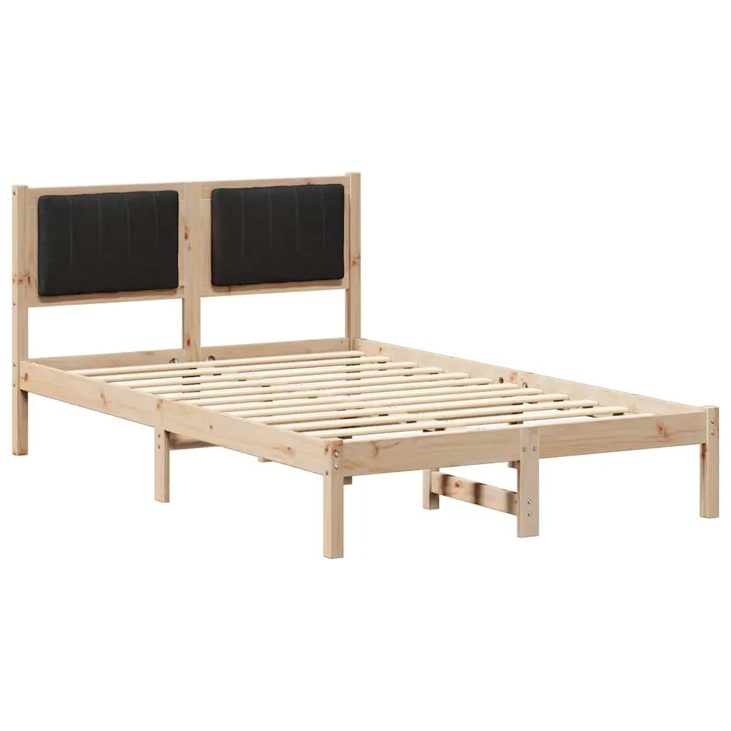 Letto con Testiera Rivestita Nero 120 x 200 cm Pino massello 878261