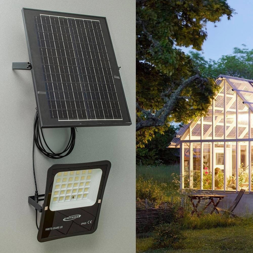 Trade Shop - Faro Con Pannello Solare Ip65 E Sensore Crepuscolare Proiettore 50 100 200 300w -  100 Watt