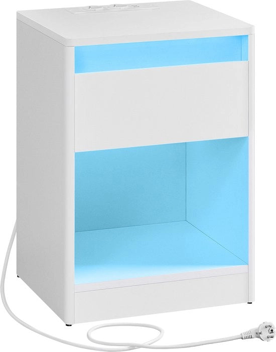 Cassettiera notturna con illuminazione LED in stile moderno bianco nebbia