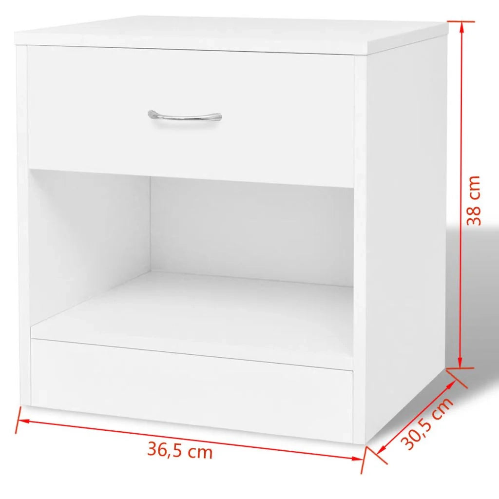 Set di 2 comodini comodini cassettiera mobili per camera da letto con cassetto bianco 1402141