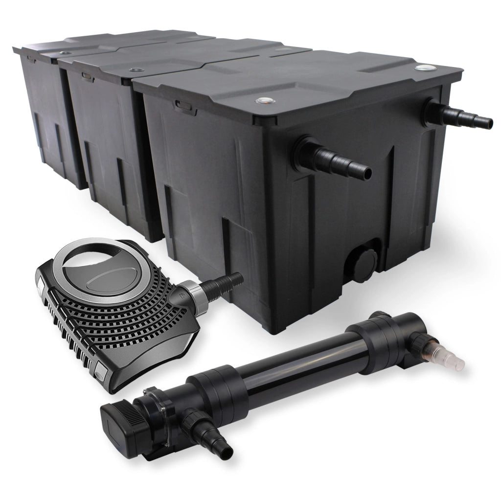 Set Filtro a 3 camere laghetto 90000l con Chiarificatore UVC 36W 6ª serie Pompa NEO10000 80W