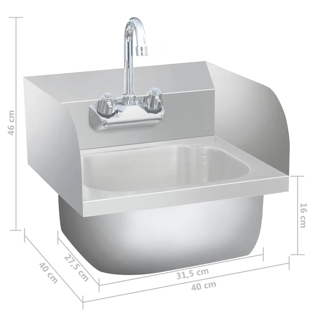 Lavandino-Lavabo-Lavello Commerciale con Rubinetto in Acciaio Inossidabile
