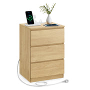 Comodino con multipresa tavolino con 3 cassetti 2 prese CA 2 porte USB frontali dei cassetti smussati per soggiorno camera da letto ufficio moderno 12_0007613