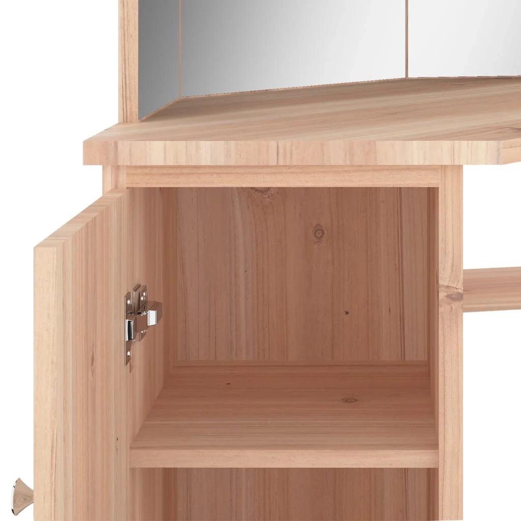 Toeletta tavolo da trucco di design mobile angolare per camera da letto con illuminazione a LED 111 x 54 x 141,5 cm rovere 02_0006356