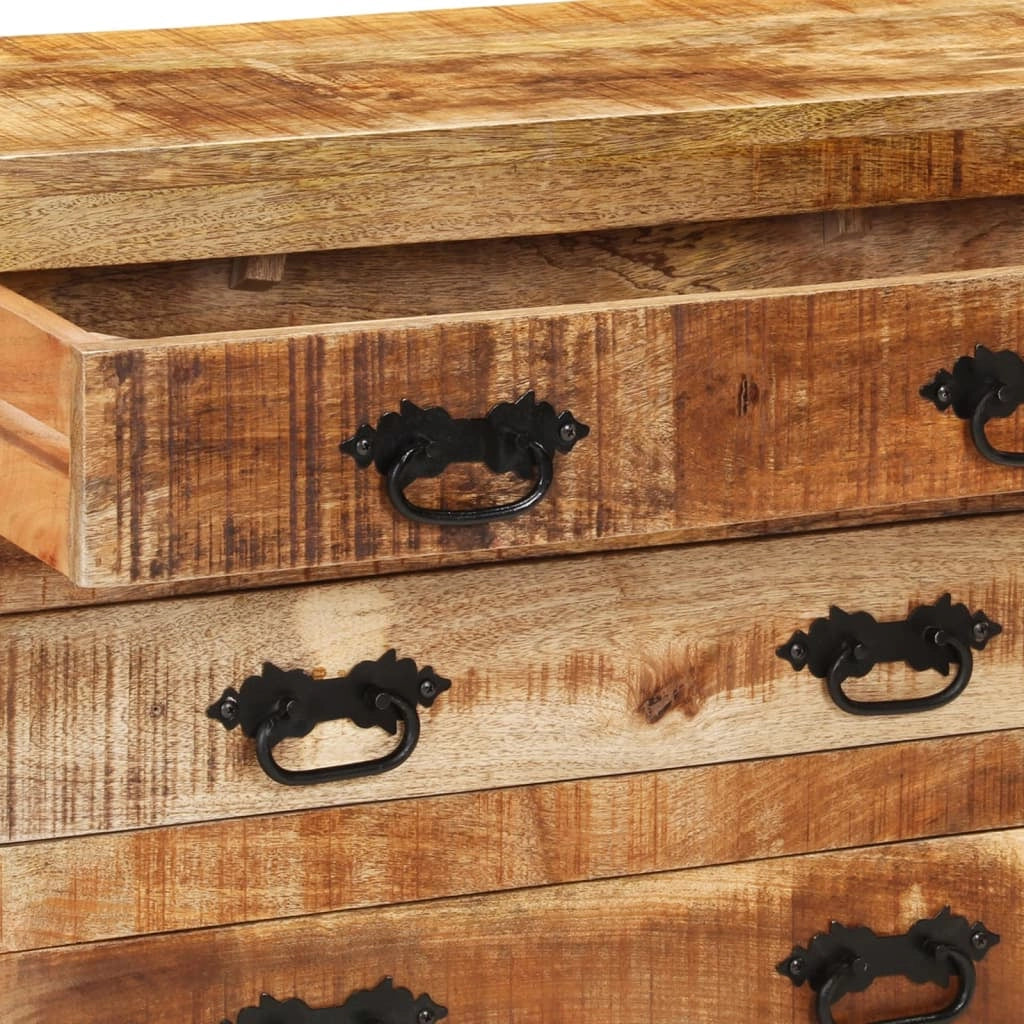 Buffet credenza cassettiera mobiletto mobile contenitore organizer per cucina soggiorno salotto con 3 cassetti 80 x 30 x 65 cm legno massello di mango grezzo marrone 02_0029738