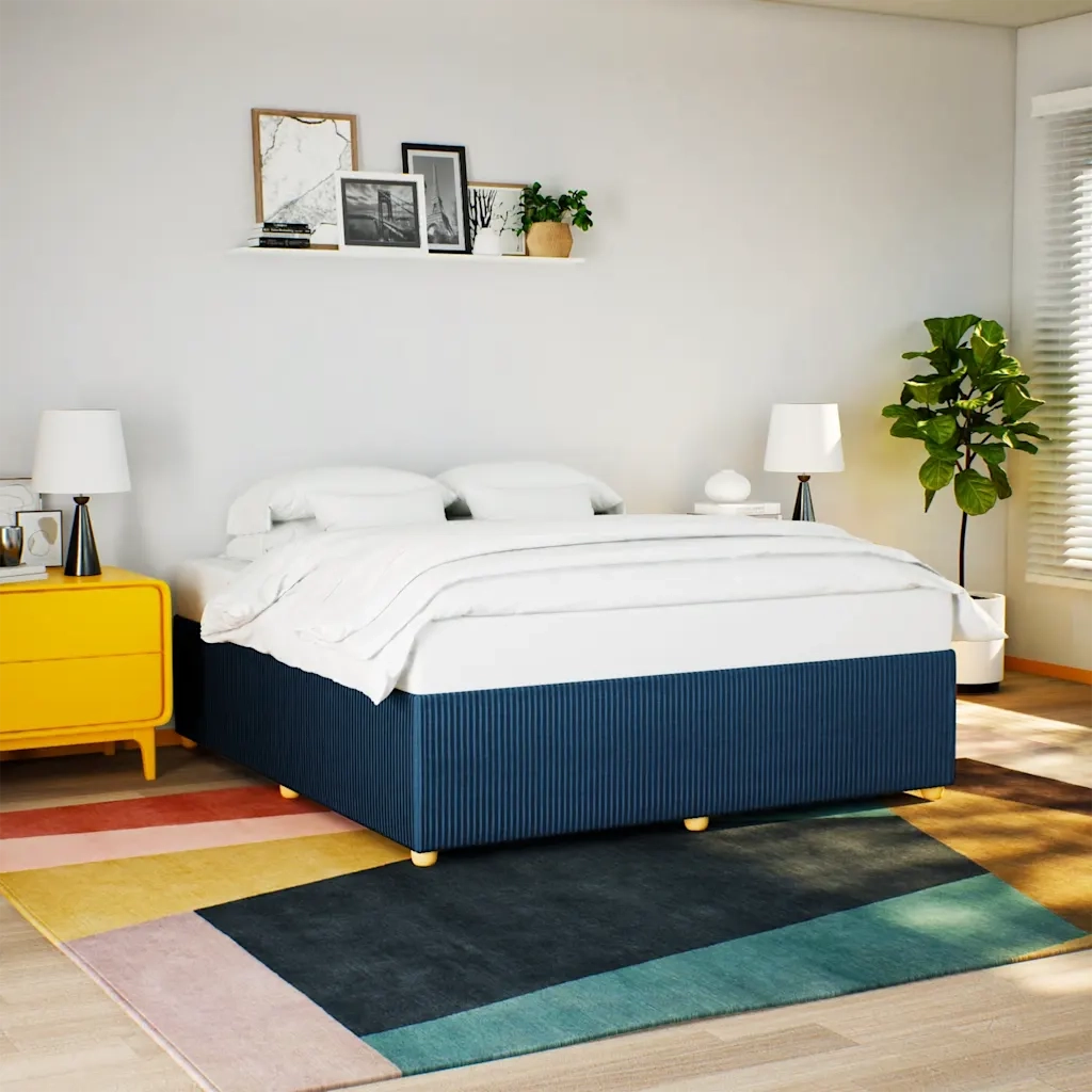 Letto matrimoniale | Letto per adulti | Giroletto senza Materasso Blu 200x200 cm in Tessuto