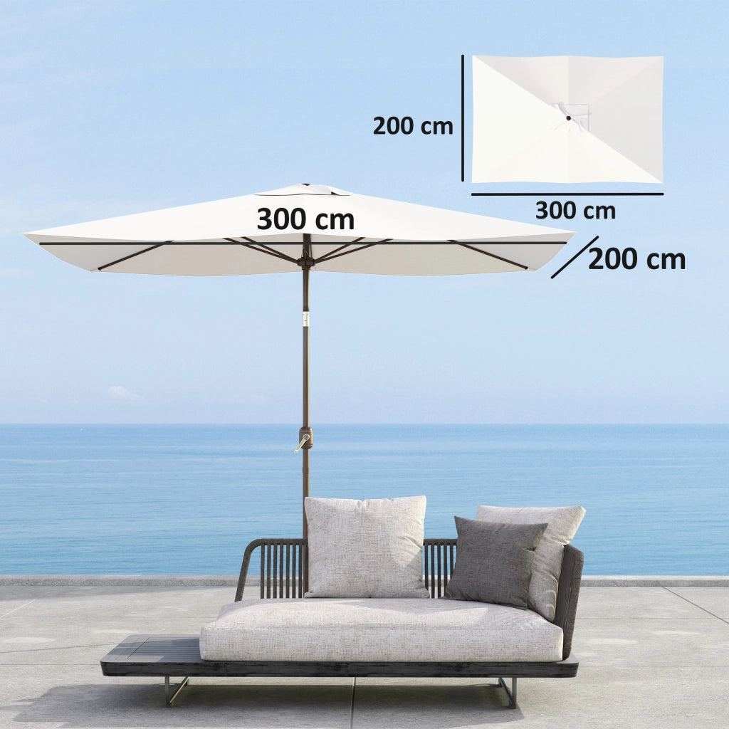Telo Ombrellone Rettangolare 3x2 m ¨C Zephmum ¨C Poliestere Anti UV 50+ Beige