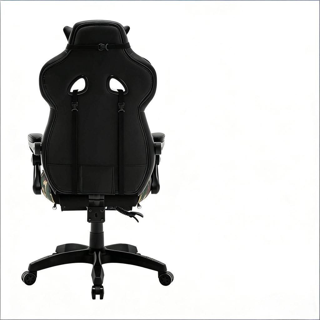 SEDIA Gaming regolabile 121-128 cm in similpelle nera e verde con poggiapiedi